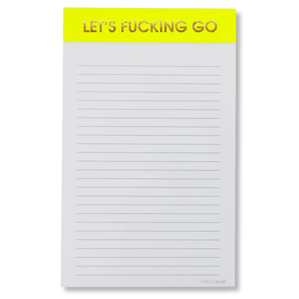 Let's Fucking Go - Lined Notepad - Perforated Sheets - Bright Yellow