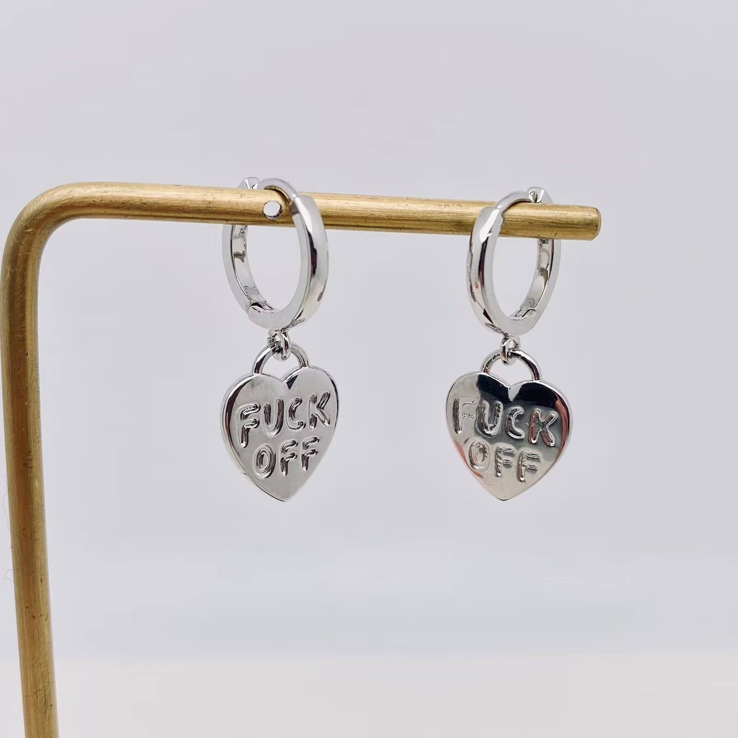 F*** Off Dangle Heart Earring