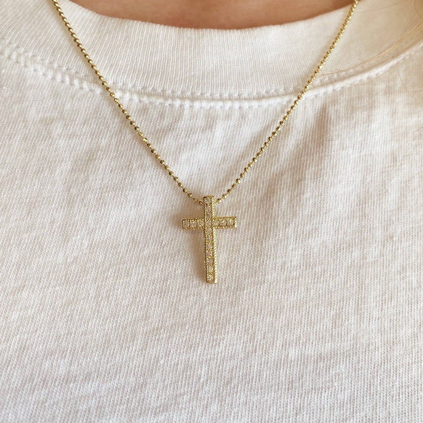 Cross Charm with Cubic Zircon Stones