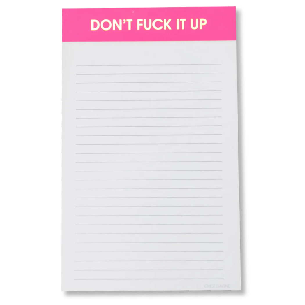 Don't Fuck It Up Notepad - Lined Notepad - Perforated Sheets - Pink