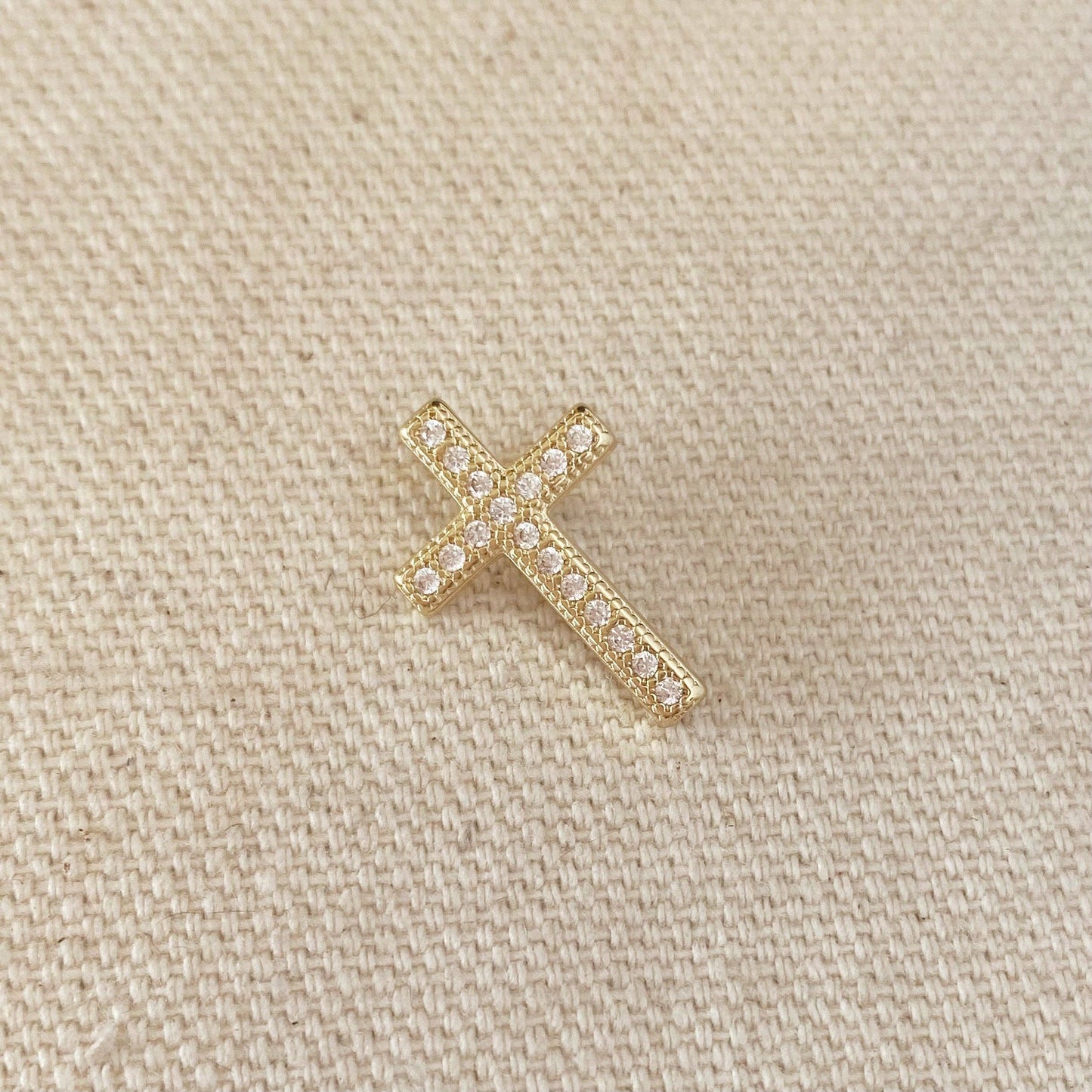 Cross Charm with Cubic Zircon Stones
