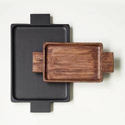 Black Wood Serving Tray With Handles - Serving Board