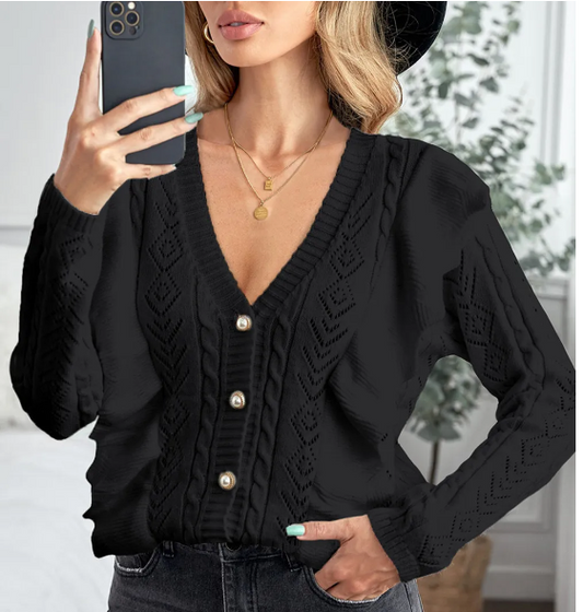 Button Up Flutter Sleeve Sweater