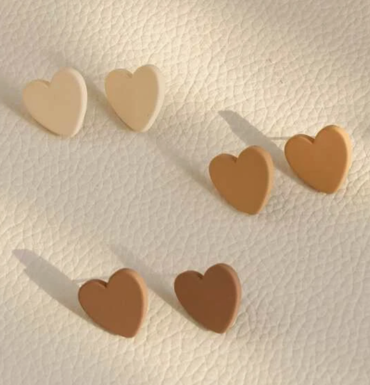 3 Pack Clay Heart Earring