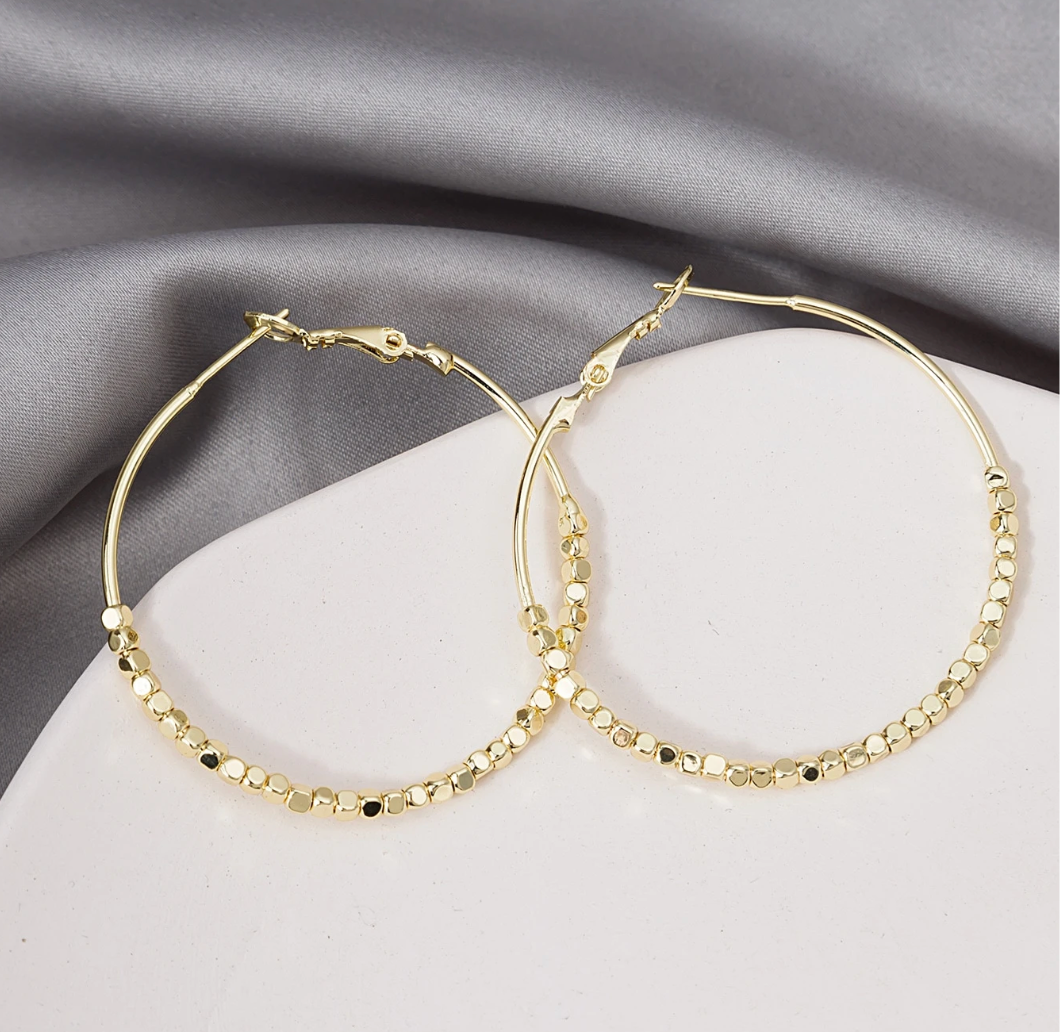 Beaded Gold Hoop