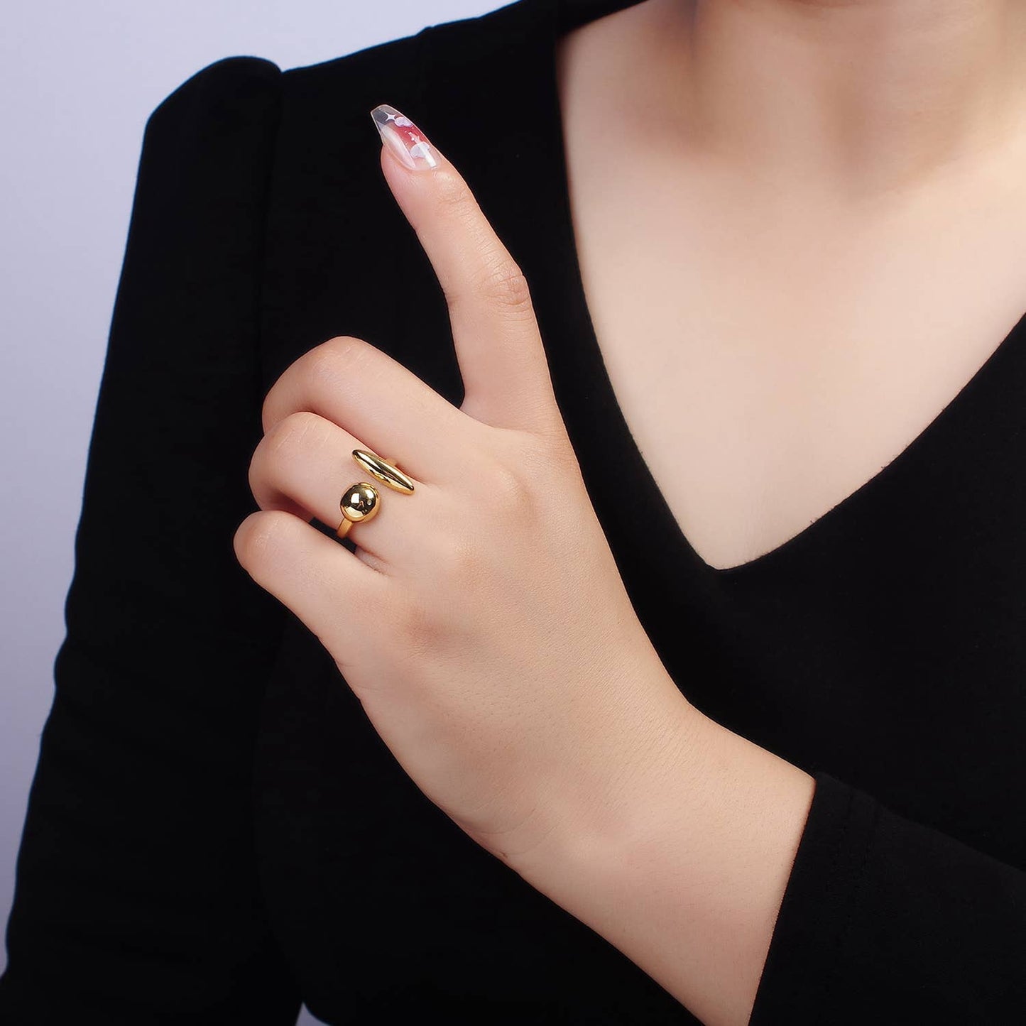 Round Sphere Shaped Wrapped Ring