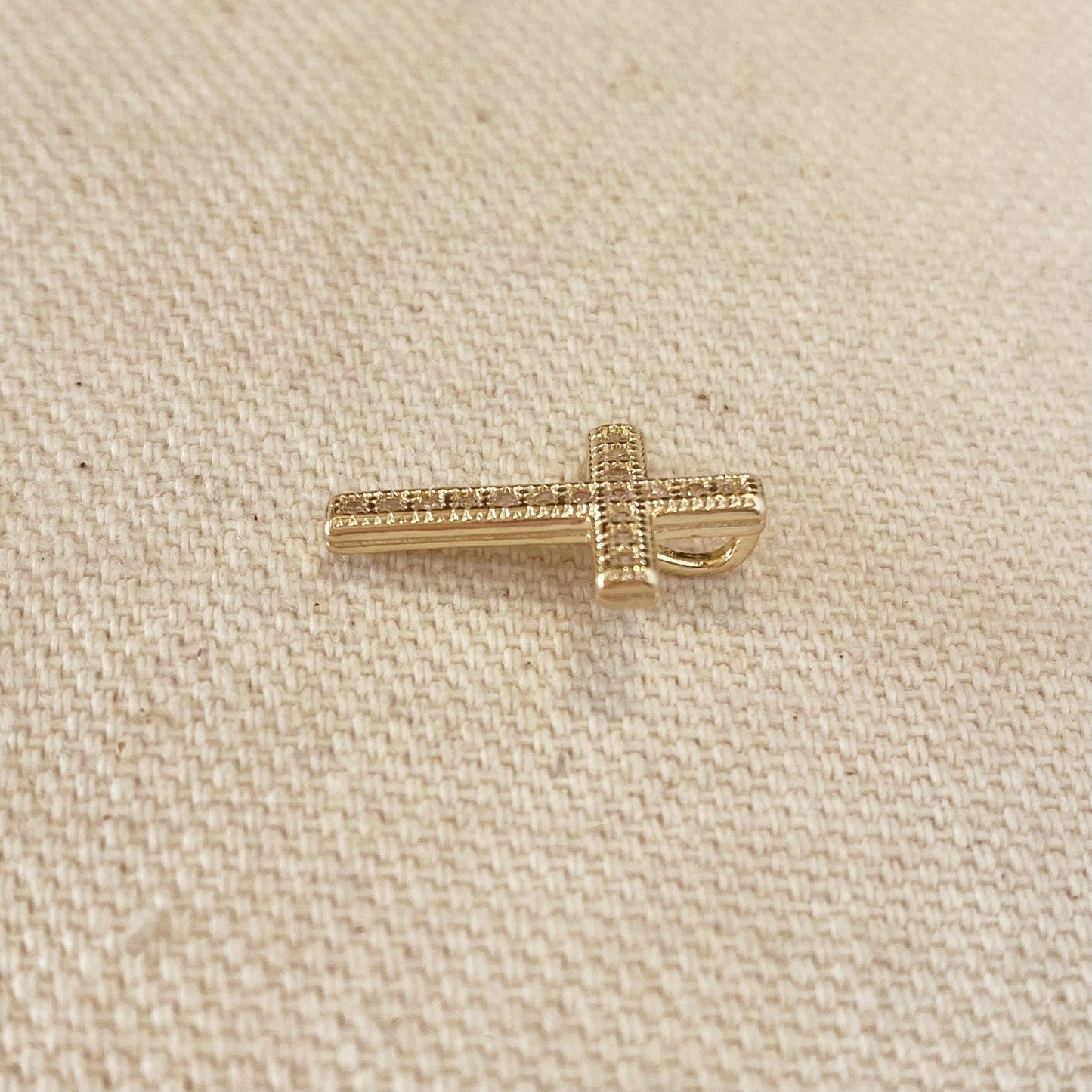 Cross Charm with Cubic Zircon Stones