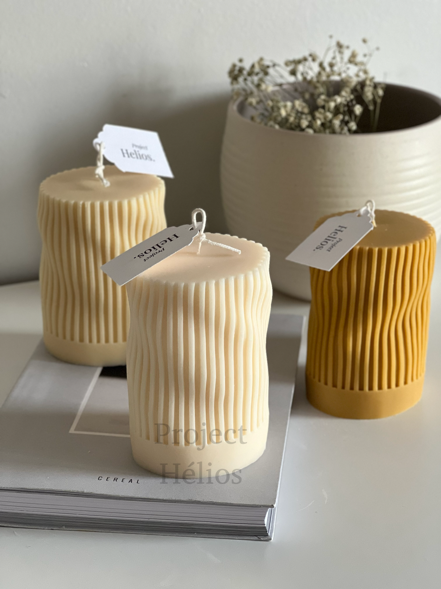 Irregular wavy pillar candle