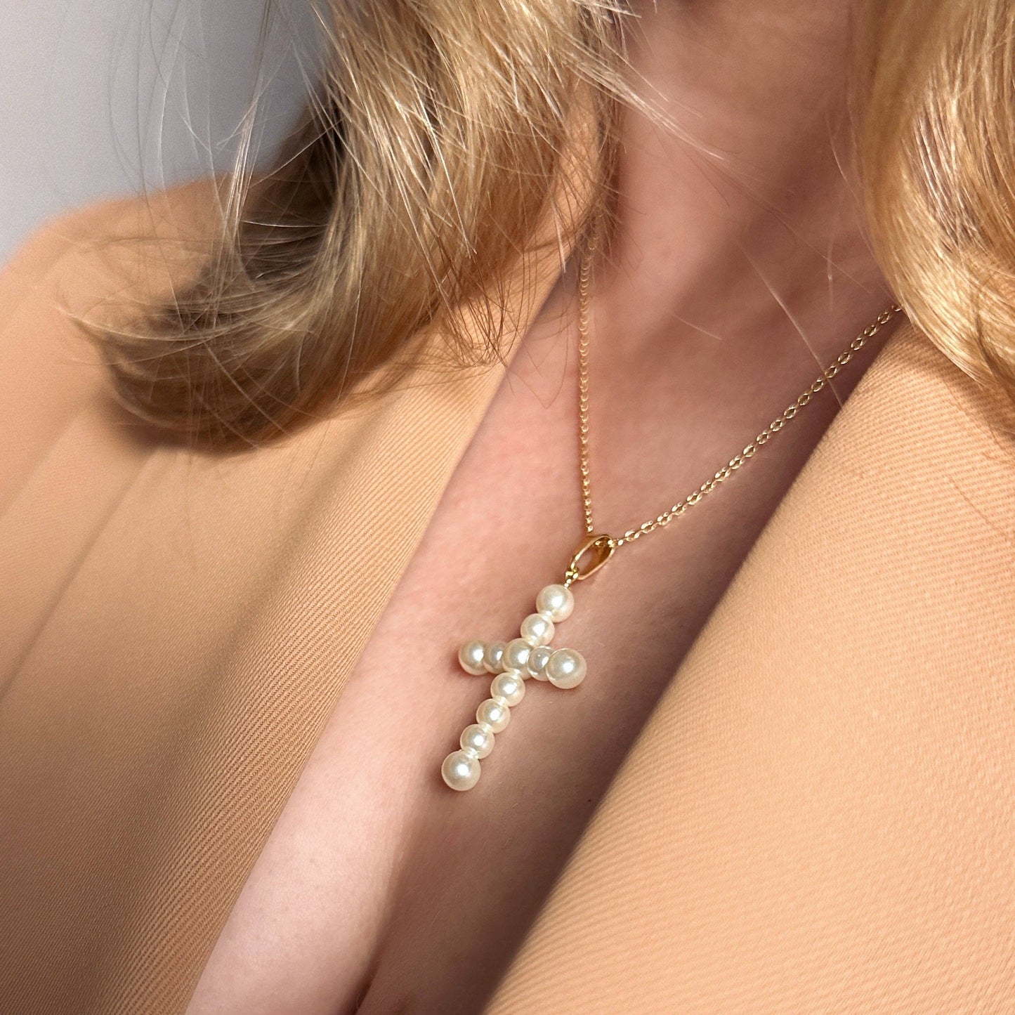 Pearl Cross Charm