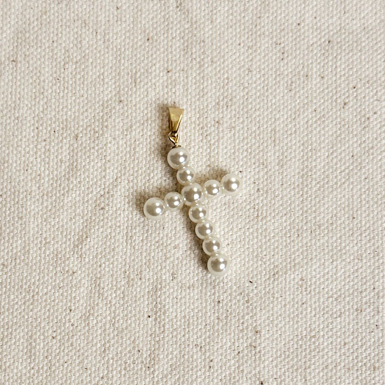 Pearl Cross Charm