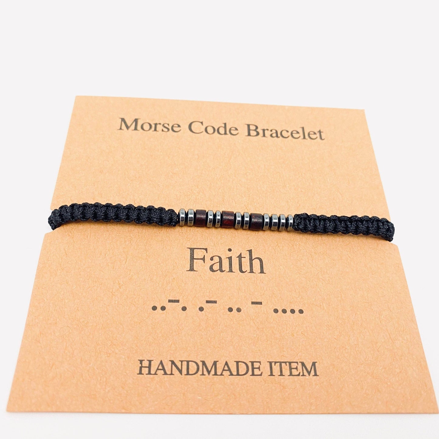 Wood Bead Morse Code Bracelet