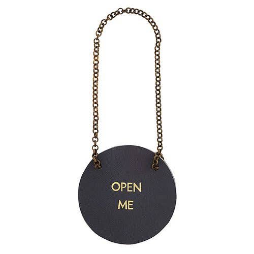 Leather Bottle Tag - Open Me