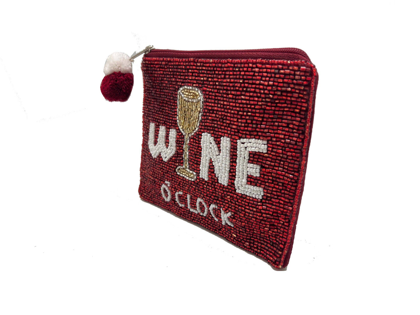 beaded coin purse- Wine O'clock
