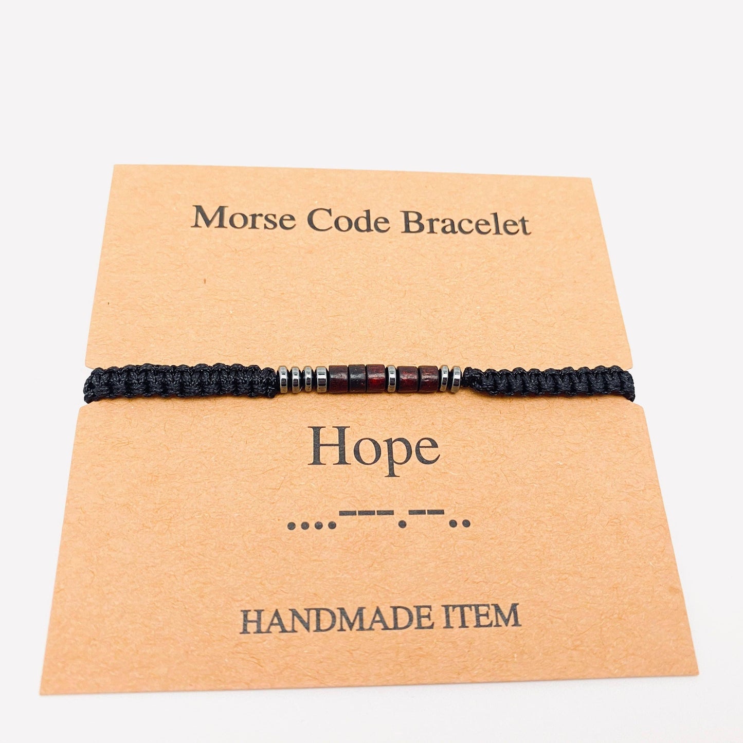 Wood Bead Morse Code Bracelet