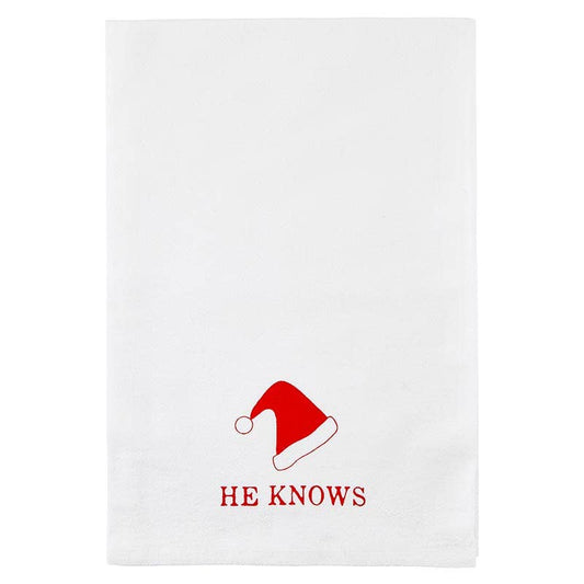 "He Knows" Christmas Tea Towel