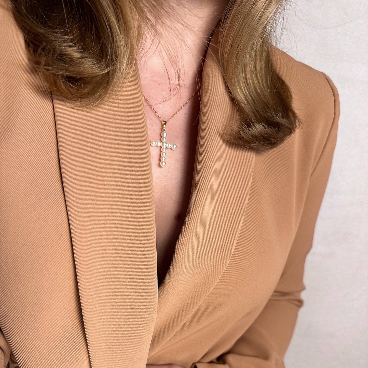 Pearl Cross Charm
