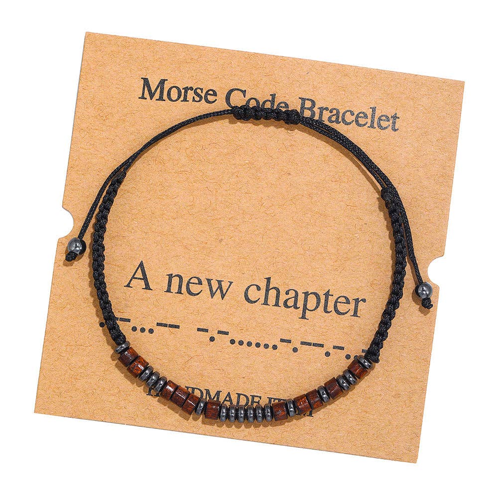Wood Bead Morse Code Bracelet