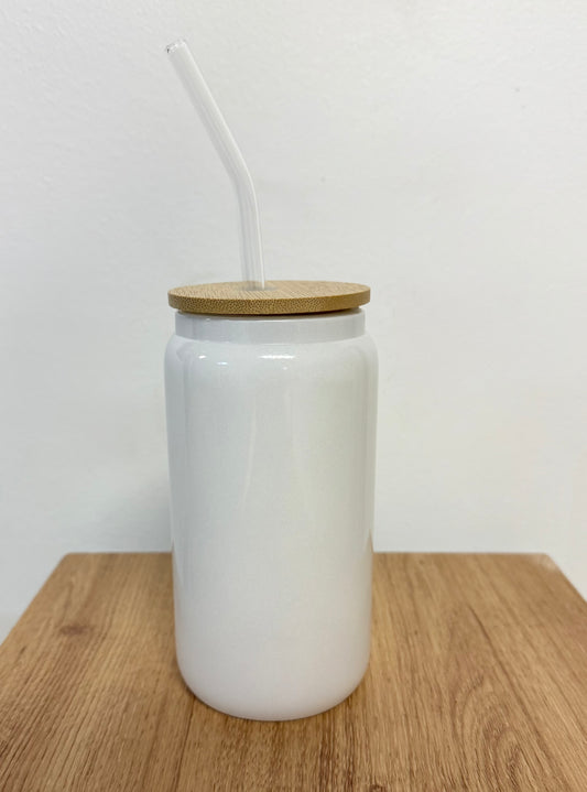 Mason Jar Bottle with Bamboo Lid and Straw