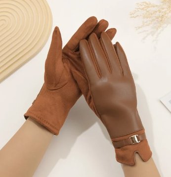 Vegan Leather Glove with Buckle