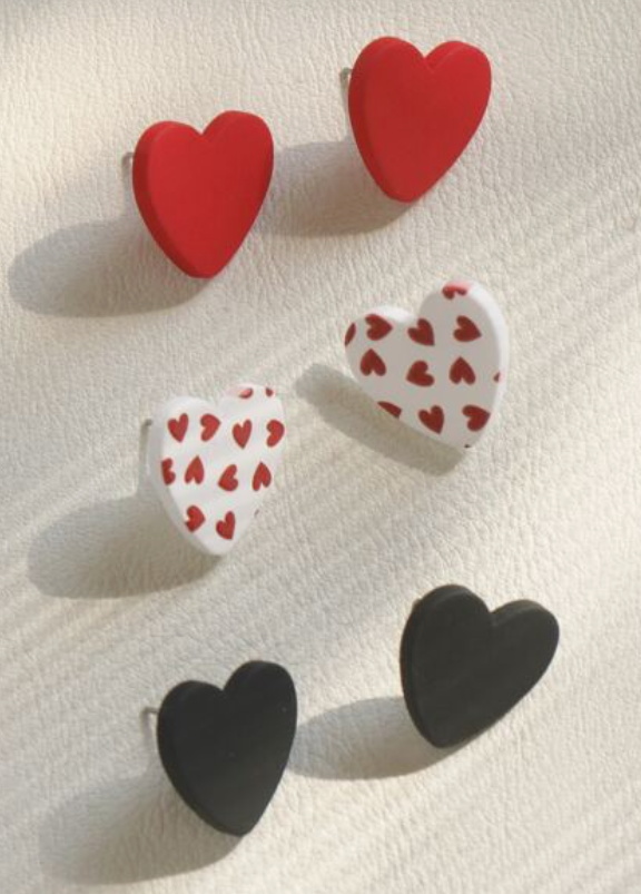 3 Pack Clay Heart Earring