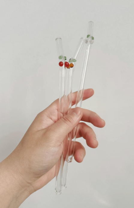 Glass Cherry Straw