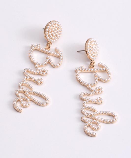 Pearl Cursive Bride Earring
