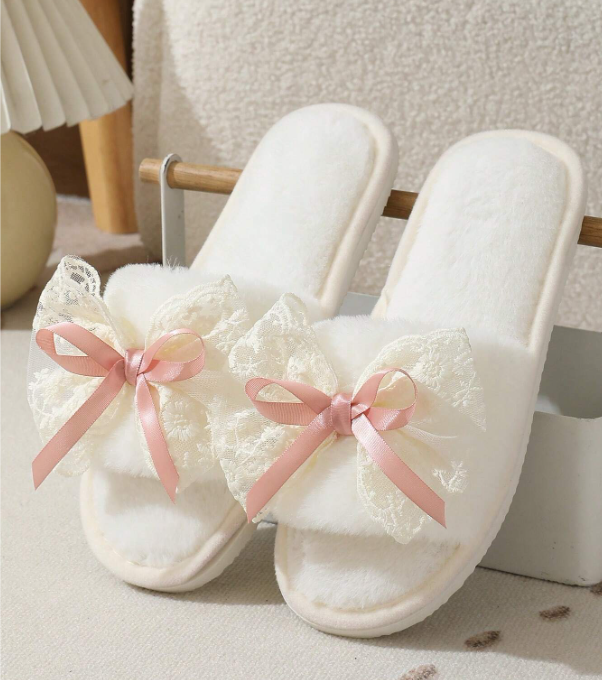 Lace Bow Slippers