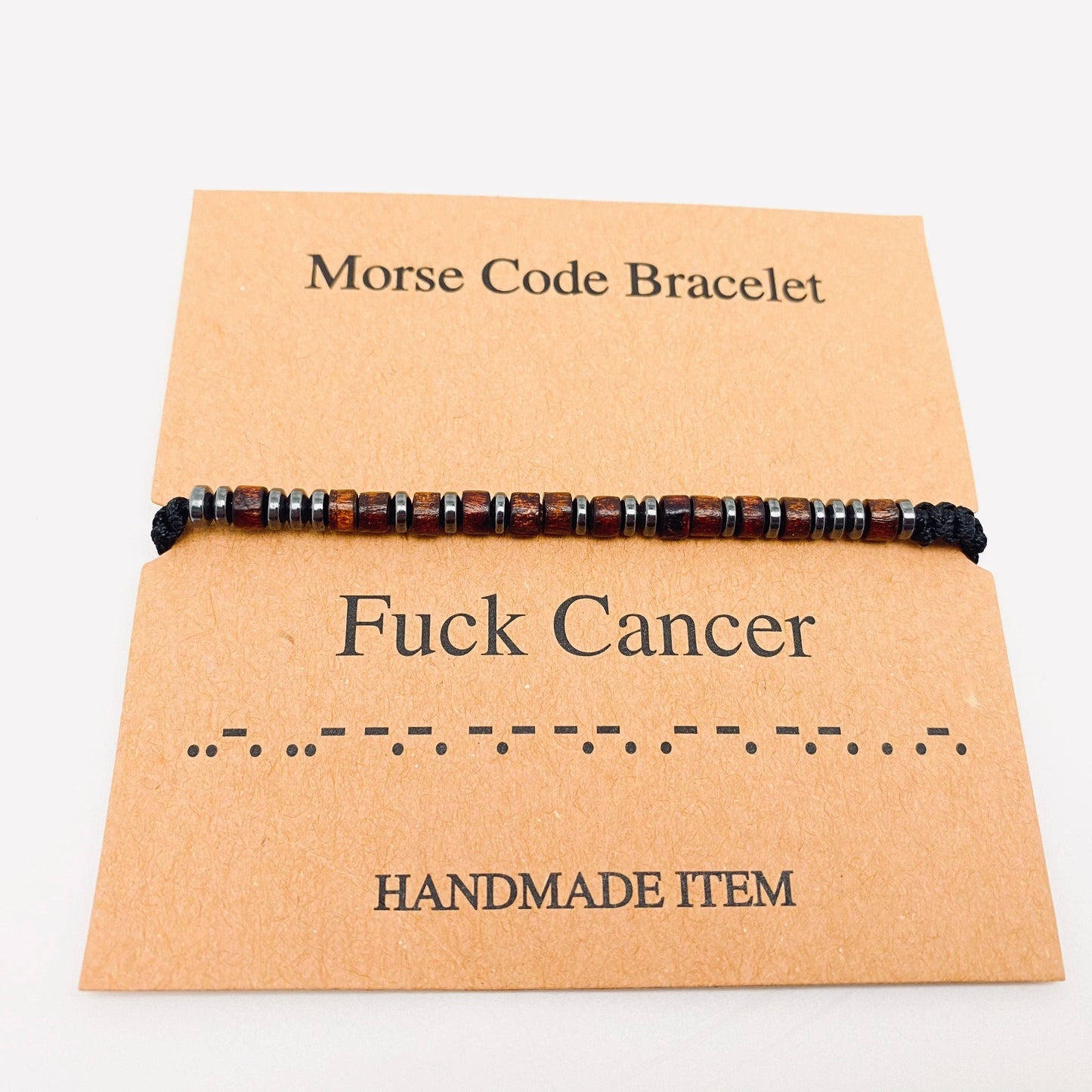 Wood Bead Morse Code Bracelet