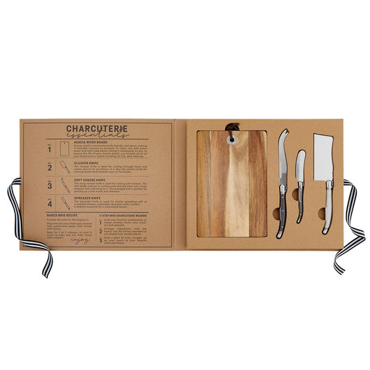 Acacia Wood Cheese Board with Knives Set