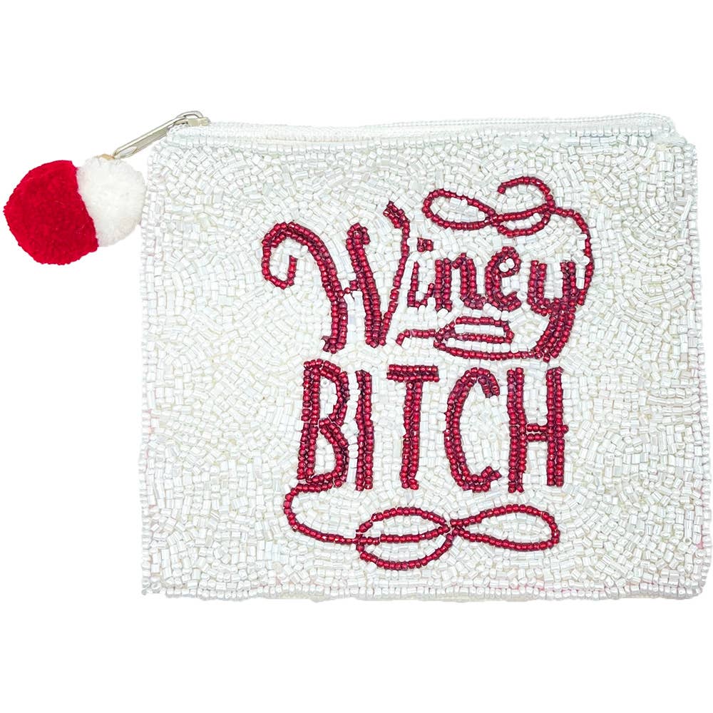 beaded coin purse- Winey Bitch