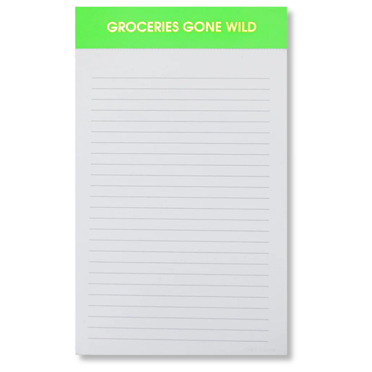 Groceries Gone Wild Notepad - Lined Notepad - Perforated Sheets Neon Green