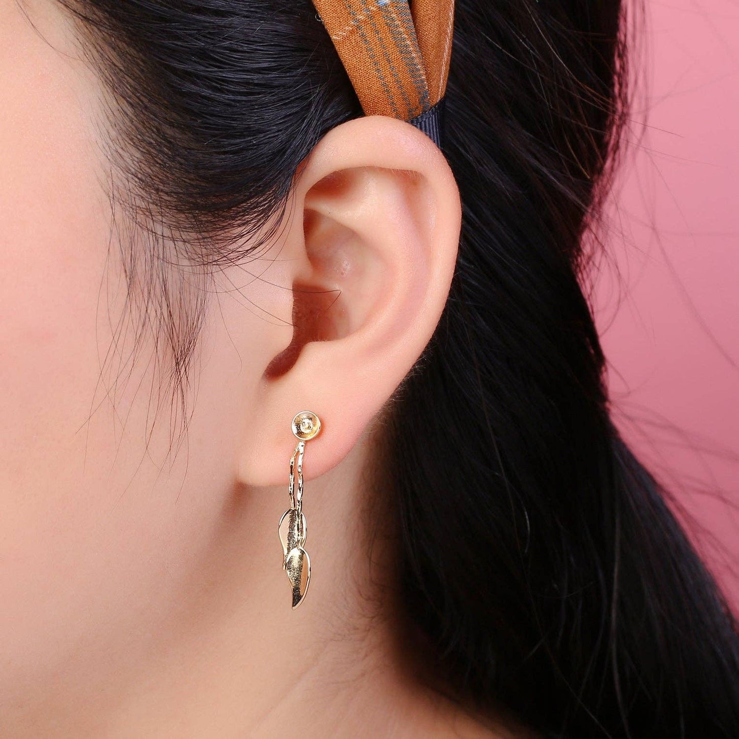 Golden Hanging Leaves Earring