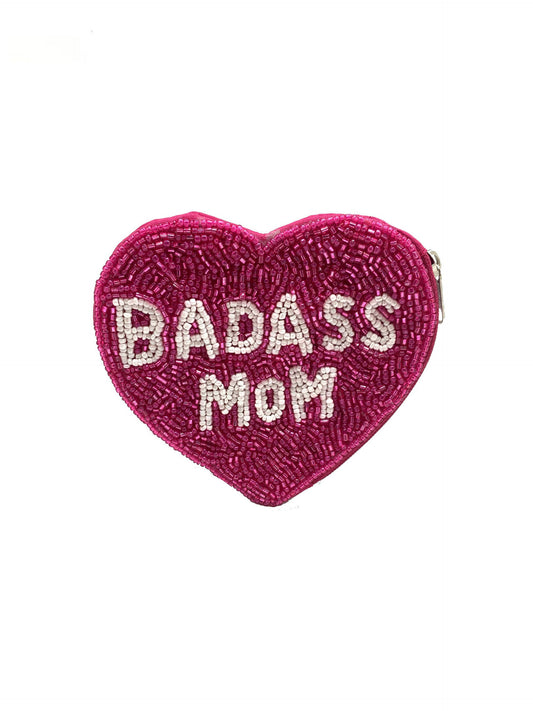 beaded coin purse- Mom Heart