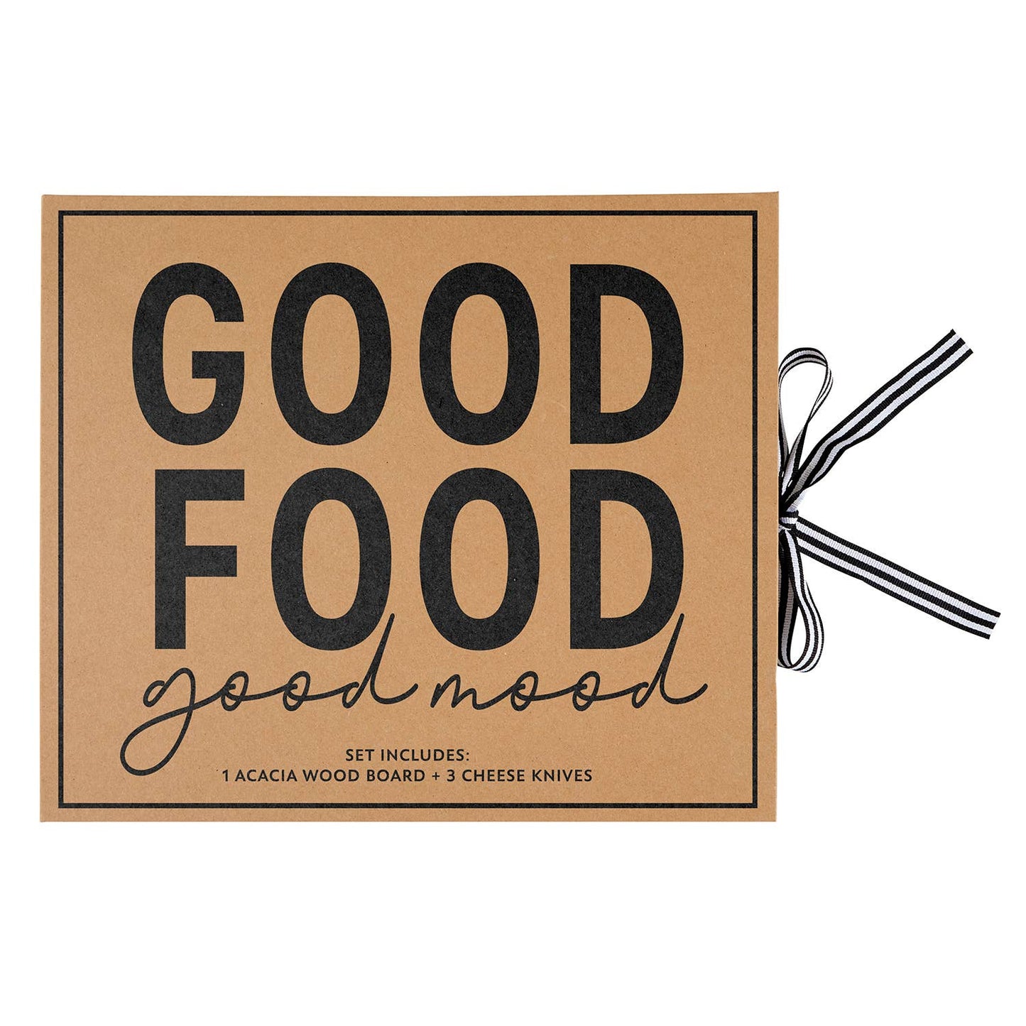 Acacia Wood Cheese Board with Knives Set