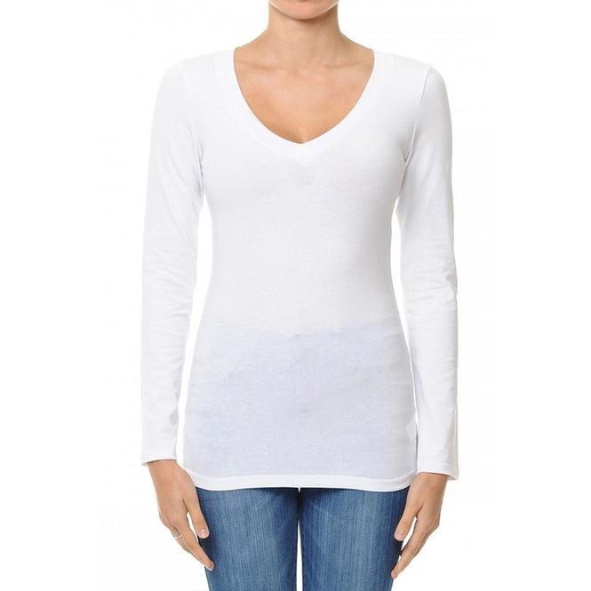 Basic V-Neck Long Sleeve Top