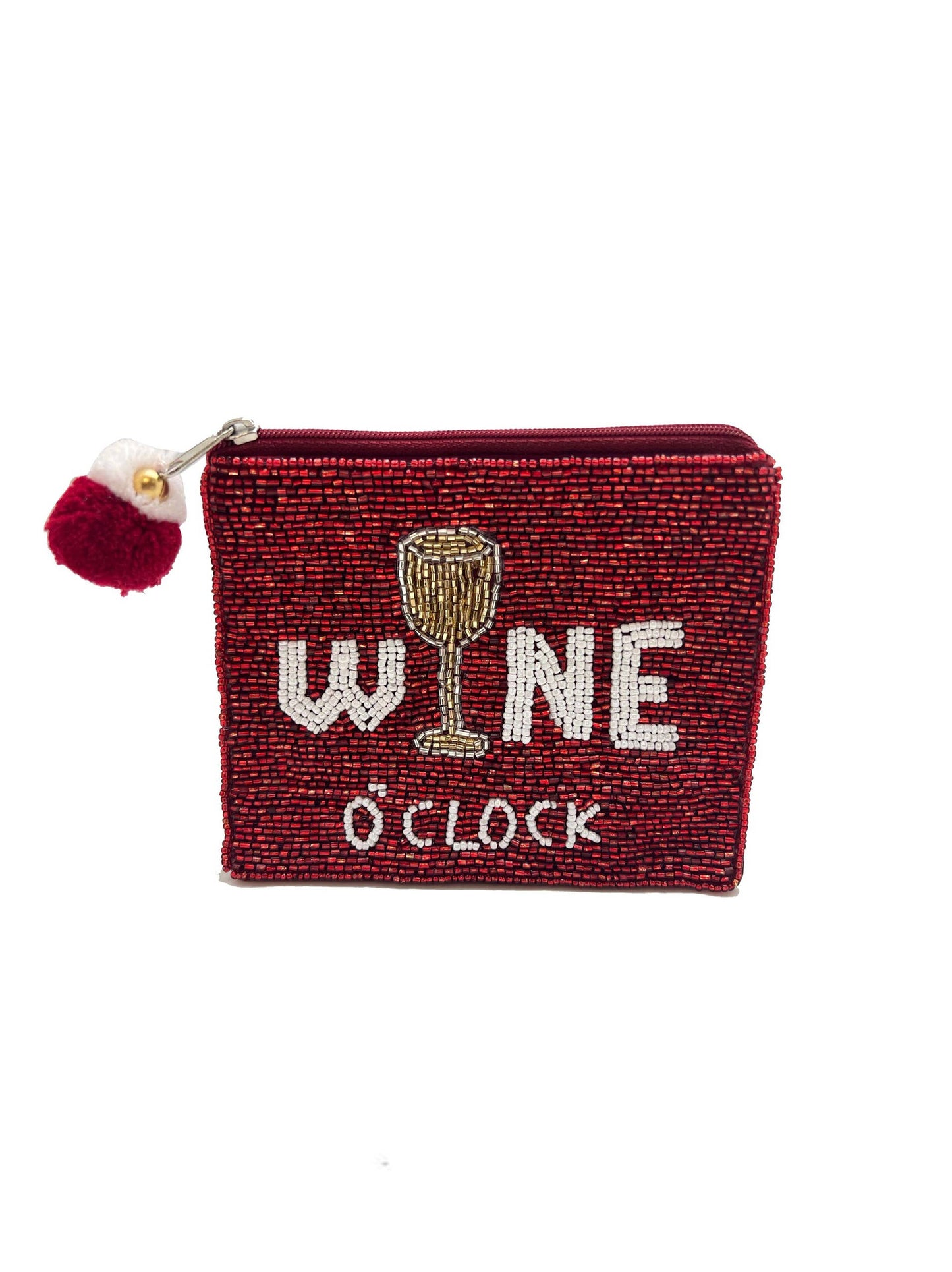 beaded coin purse- Wine O'clock