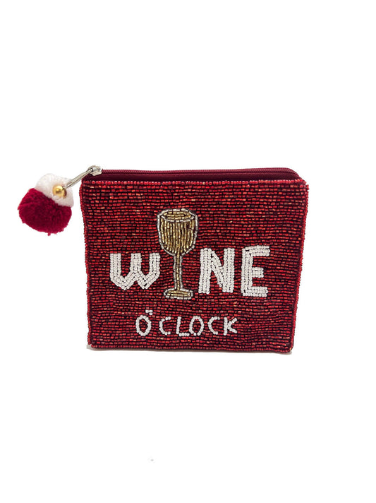 beaded coin purse- Wine O'clock