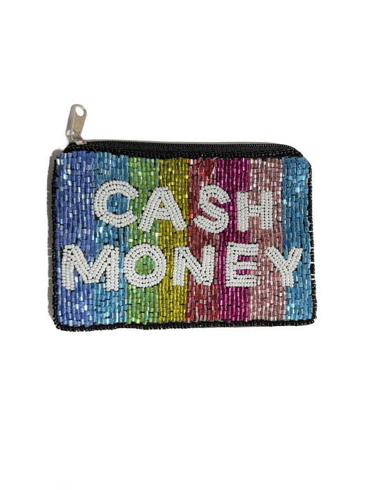 beaded coin purse- mini- CASH MONEY