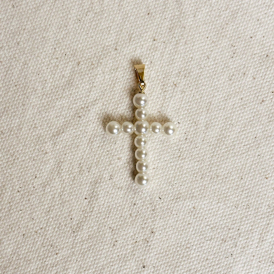 Pearl Cross Charm